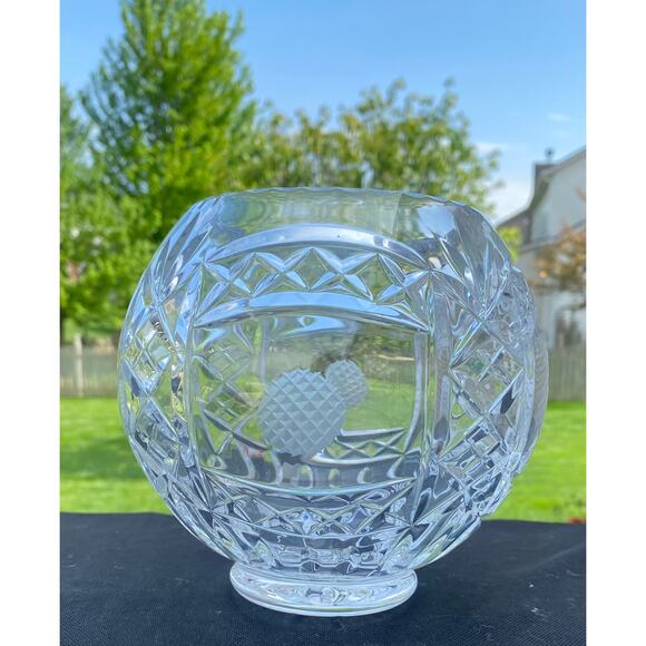 Rovellie Swiss Crystal Company Lead Crystal Bowl With Golf Motif 6" Tall - Picture 1 of 8